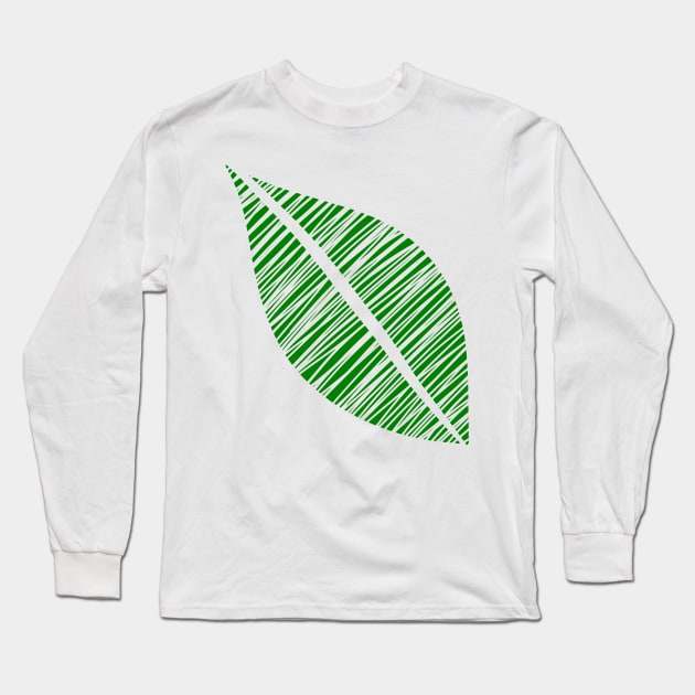 Green Leaf Minimal Modern Botanical Pattern Long Sleeve T-Shirt by kerimeart